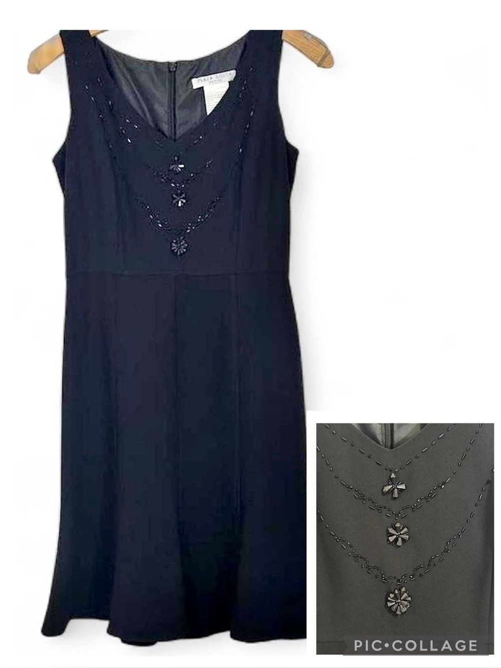 Vintage Y2K Fit & Flare Black Sleeveless Cocktail Midi Dress Size 4 Petite